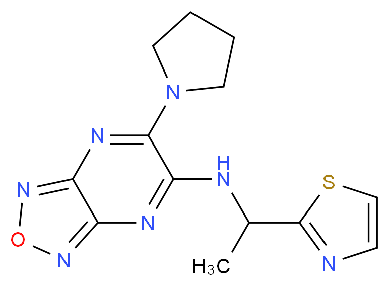 6-(1-pyrrolidinyl)-N-[1-(1,3-thiazol-2-yl)ethyl][1,2,5]oxadiazolo[3,4-b]pyrazin-5-amine_Molecular_structure_CAS_)