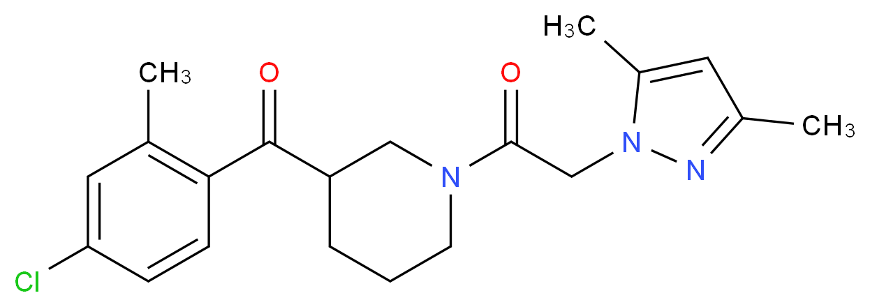(4-chloro-2-methylphenyl){1-[(3,5-dimethyl-1H-pyrazol-1-yl)acetyl]-3-piperidinyl}methanone_Molecular_structure_CAS_)