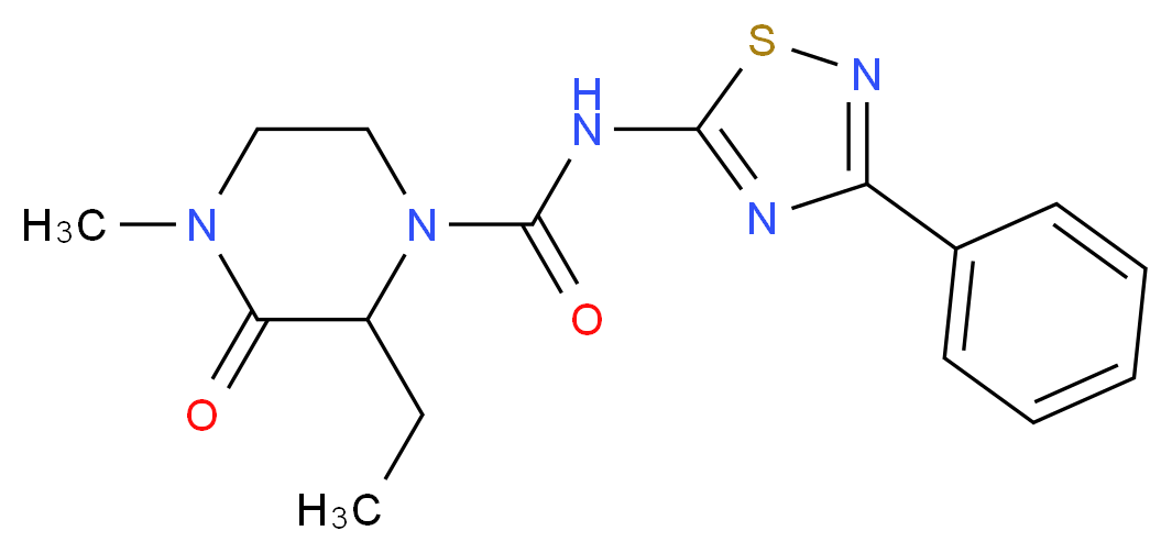 2-ethyl-4-methyl-3-oxo-N-(3-phenyl-1,2,4-thiadiazol-5-yl)piperazine-1-carboxamide_Molecular_structure_CAS_)