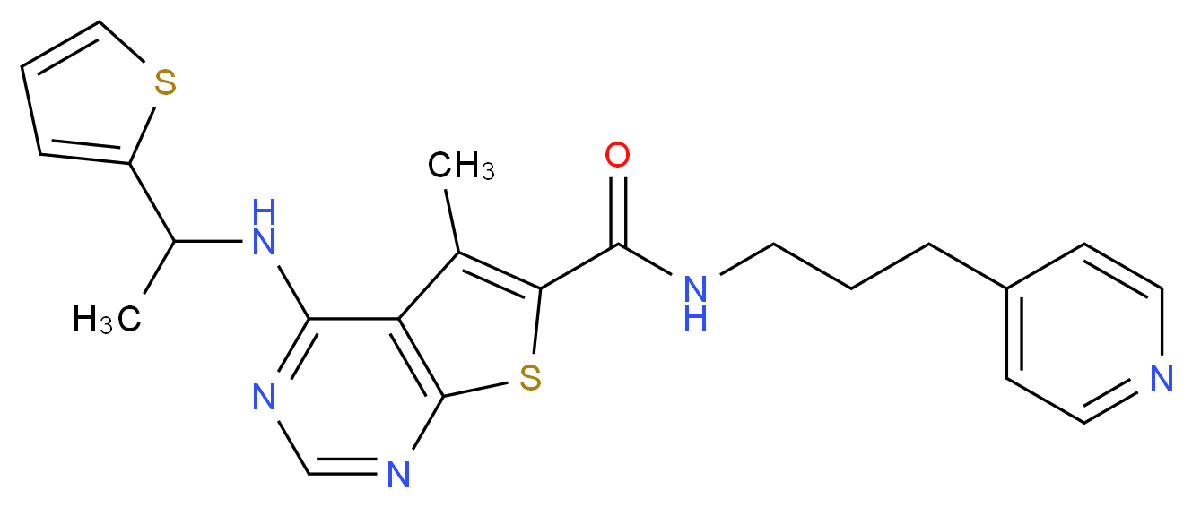 5-methyl-N-[3-(4-pyridinyl)propyl]-4-{[1-(2-thienyl)ethyl]amino}thieno[2,3-d]pyrimidine-6-carboxamide_Molecular_structure_CAS_)
