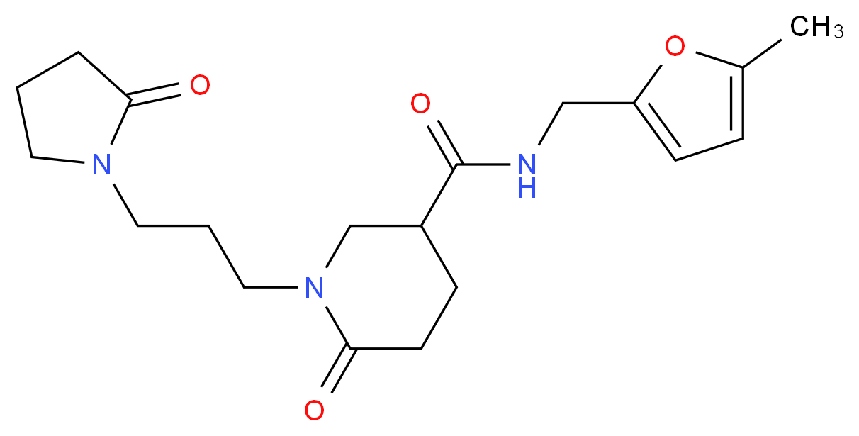 N-[(5-methyl-2-furyl)methyl]-6-oxo-1-[3-(2-oxo-1-pyrrolidinyl)propyl]-3-piperidinecarboxamide_Molecular_structure_CAS_)