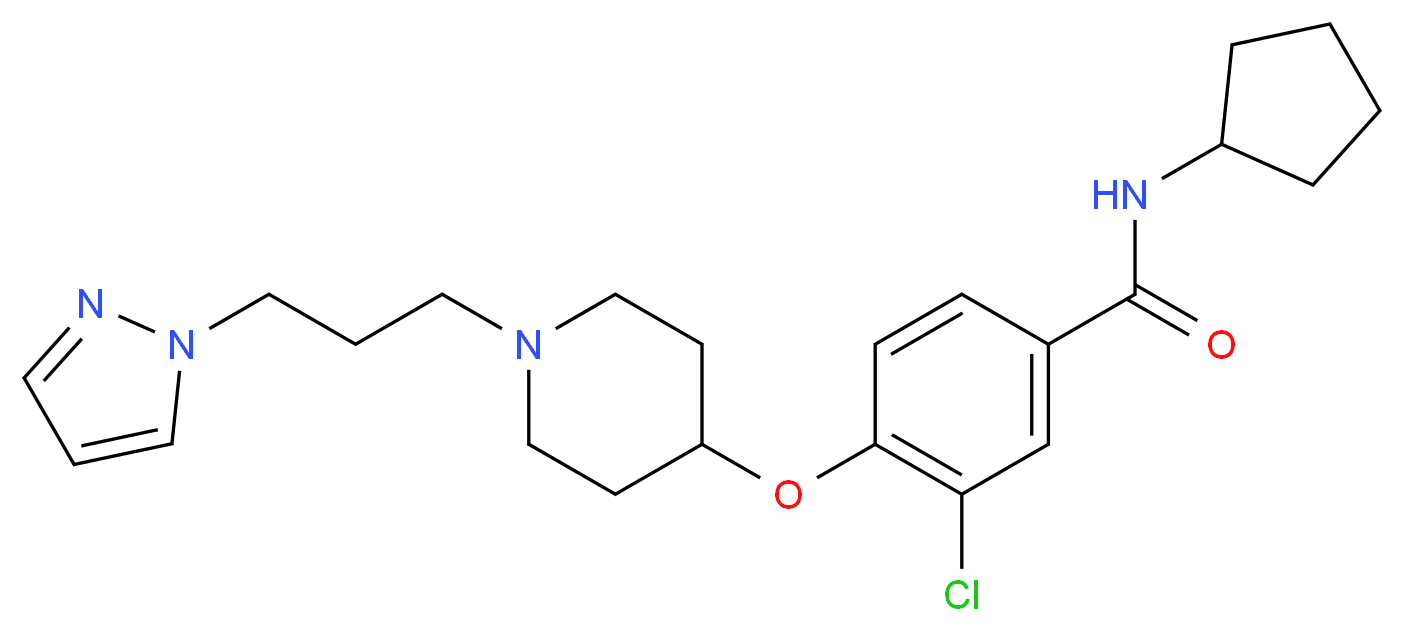 3-chloro-N-cyclopentyl-4-({1-[3-(1H-pyrazol-1-yl)propyl]-4-piperidinyl}oxy)benzamide_Molecular_structure_CAS_)