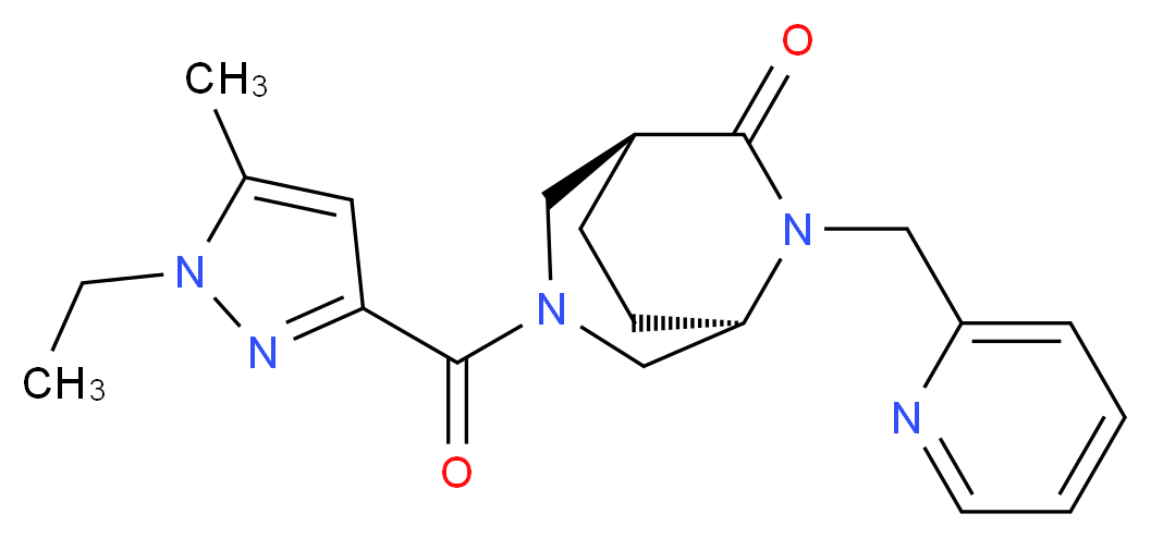 (1S*,5R*)-3-[(1-ethyl-5-methyl-1H-pyrazol-3-yl)carbonyl]-6-(2-pyridinylmethyl)-3,6-diazabicyclo[3.2.2]nonan-7-one_Molecular_structure_CAS_)