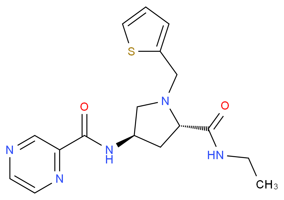 N-[(3R,5S)-5-[(ethylamino)carbonyl]-1-(2-thienylmethyl)pyrrolidin-3-yl]pyrazine-2-carboxamide (non-preferred name)_Molecular_structure_CAS_)