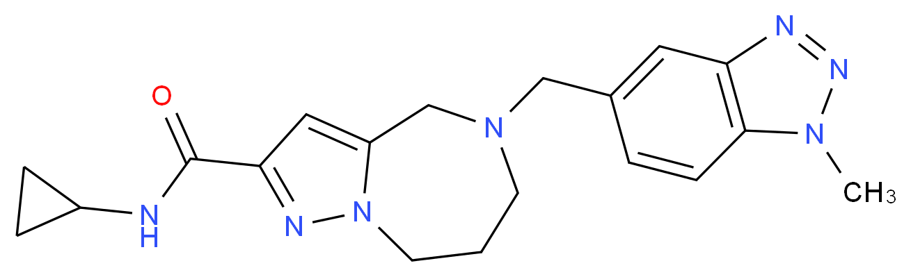N-cyclopropyl-5-[(1-methyl-1H-1,2,3-benzotriazol-5-yl)methyl]-5,6,7,8-tetrahydro-4H-pyrazolo[1,5-a][1,4]diazepine-2-carboxamide_Molecular_structure_CAS_)