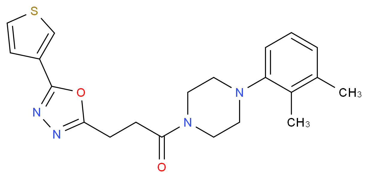 1-(2,3-dimethylphenyl)-4-{3-[5-(3-thienyl)-1,3,4-oxadiazol-2-yl]propanoyl}piperazine_Molecular_structure_CAS_)