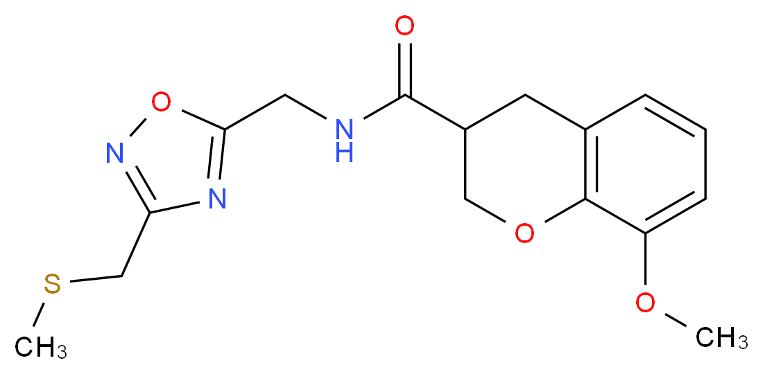 8-methoxy-N-({3-[(methylthio)methyl]-1,2,4-oxadiazol-5-yl}methyl)-3-chromanecarboxamide_Molecular_structure_CAS_)