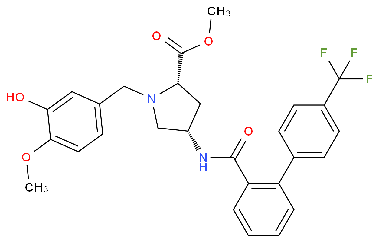 methyl (4S)-1-(3-hydroxy-4-methoxybenzyl)-4-({[4'-(trifluoromethyl)-2-biphenylyl]carbonyl}amino)-L-prolinate_Molecular_structure_CAS_)