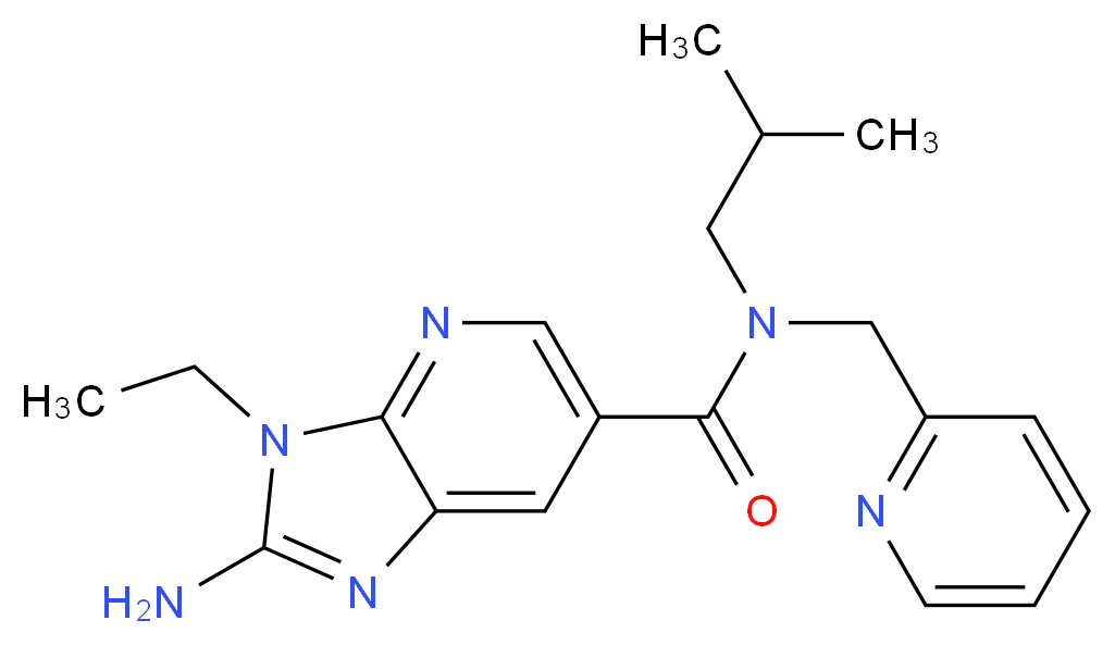 2-amino-3-ethyl-N-isobutyl-N-(pyridin-2-ylmethyl)-3H-imidazo[4,5-b]pyridine-6-carboxamide_Molecular_structure_CAS_)