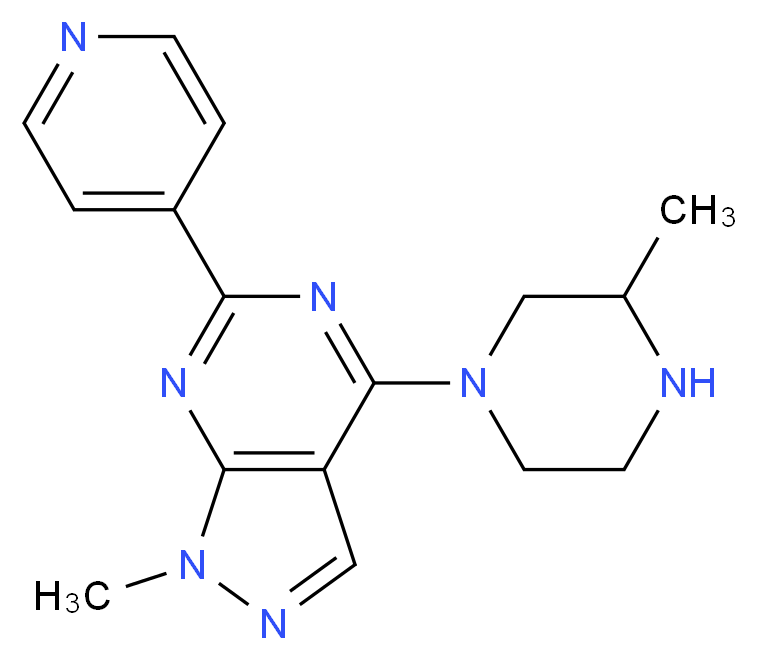 1-methyl-4-(3-methyl-1-piperazinyl)-6-(4-pyridinyl)-1H-pyrazolo[3,4-d]pyrimidine_Molecular_structure_CAS_)
