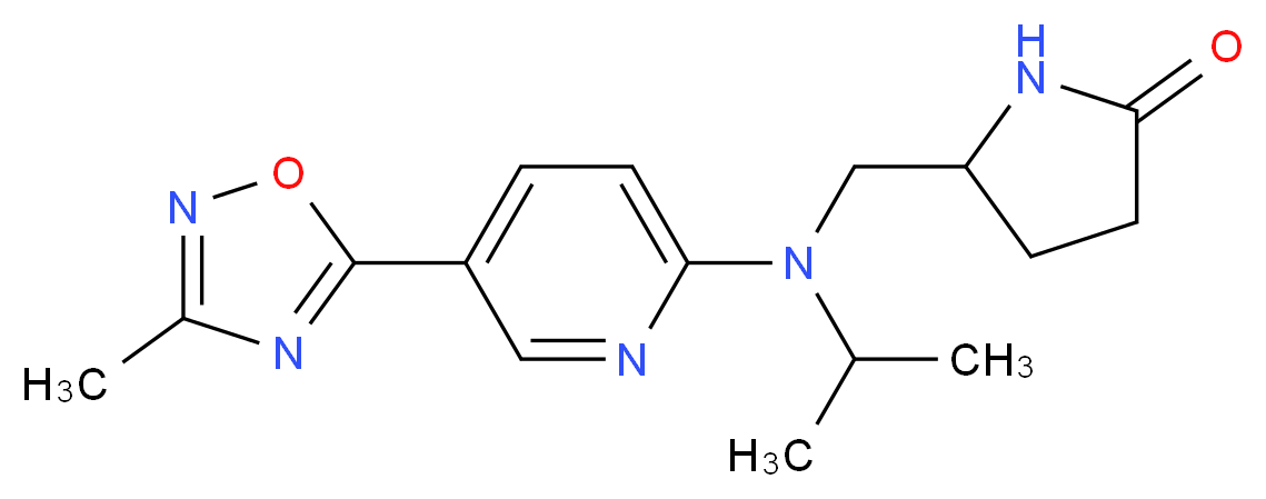 5-({isopropyl[5-(3-methyl-1,2,4-oxadiazol-5-yl)-2-pyridinyl]amino}methyl)-2-pyrrolidinone_Molecular_structure_CAS_)