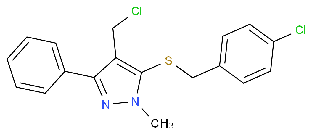 4-Chlorobenzyl 4-(chloromethyl)-1-methyl-3-phenyl-1H-pyrazol-5-yl sulfide_Molecular_structure_CAS_)