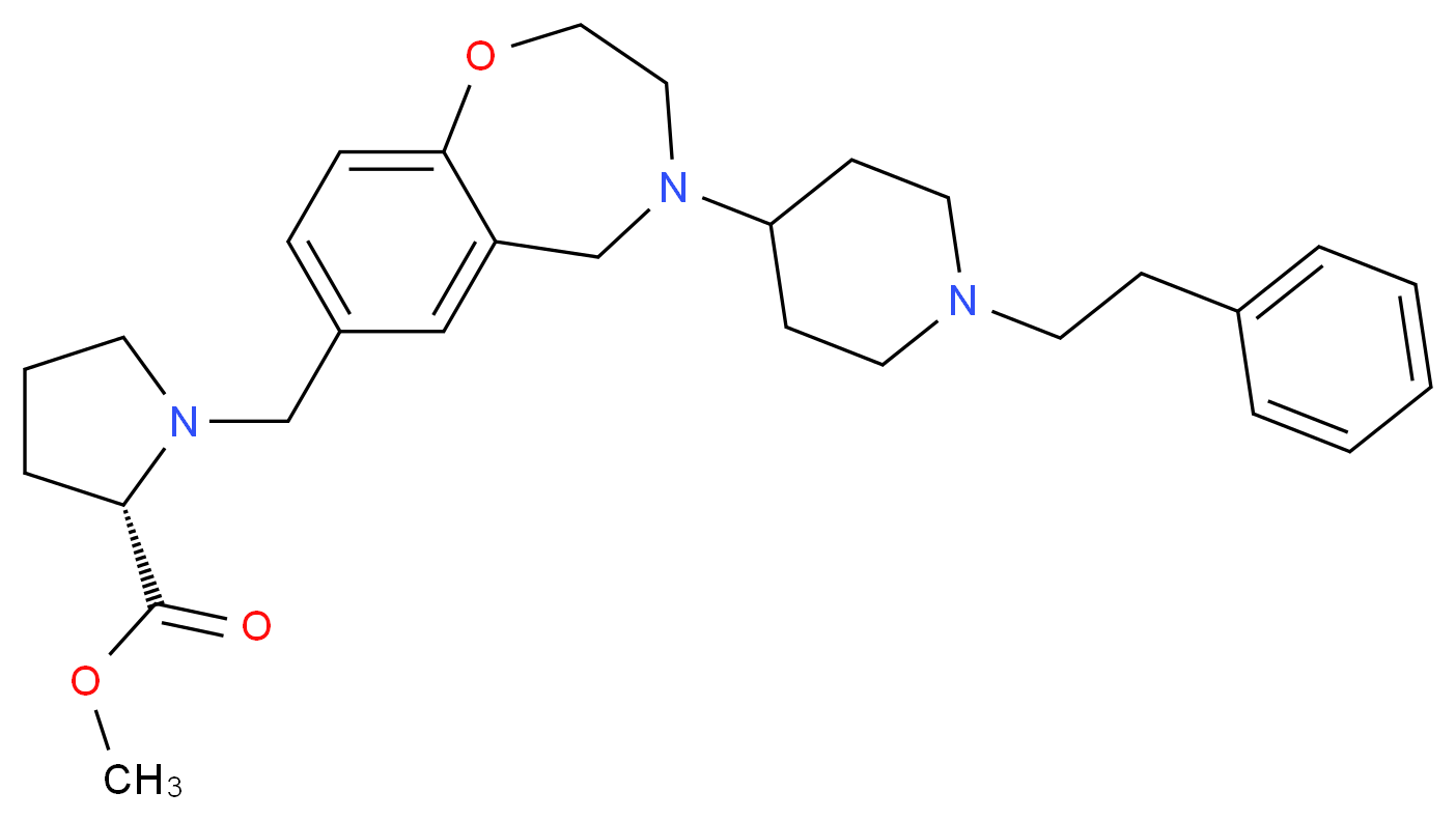 methyl 1-({4-[1-(2-phenylethyl)-4-piperidinyl]-2,3,4,5-tetrahydro-1,4-benzoxazepin-7-yl}methyl)-L-prolinate_Molecular_structure_CAS_)