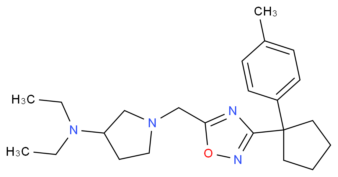 N,N-diethyl-1-({3-[1-(4-methylphenyl)cyclopentyl]-1,2,4-oxadiazol-5-yl}methyl)-3-pyrrolidinamine_Molecular_structure_CAS_)