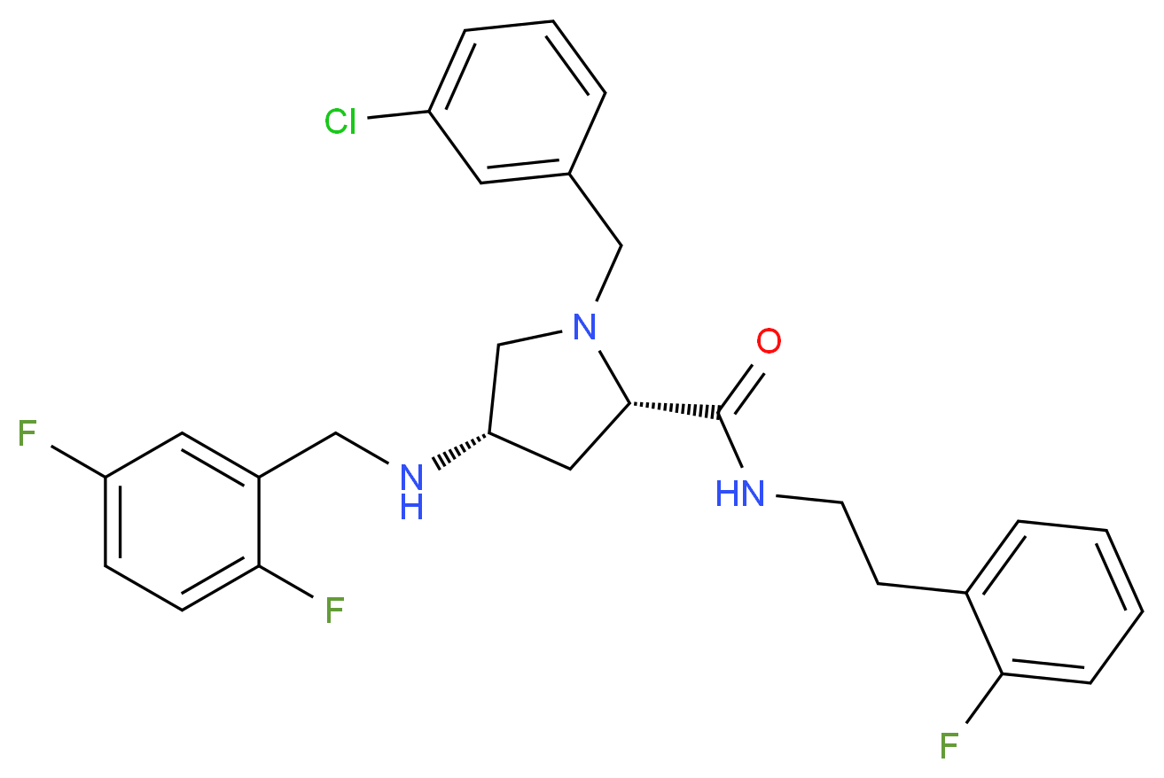 (4S)-1-(3-chlorobenzyl)-4-[(2,5-difluorobenzyl)amino]-N-[2-(2-fluorophenyl)ethyl]-L-prolinamide_Molecular_structure_CAS_)