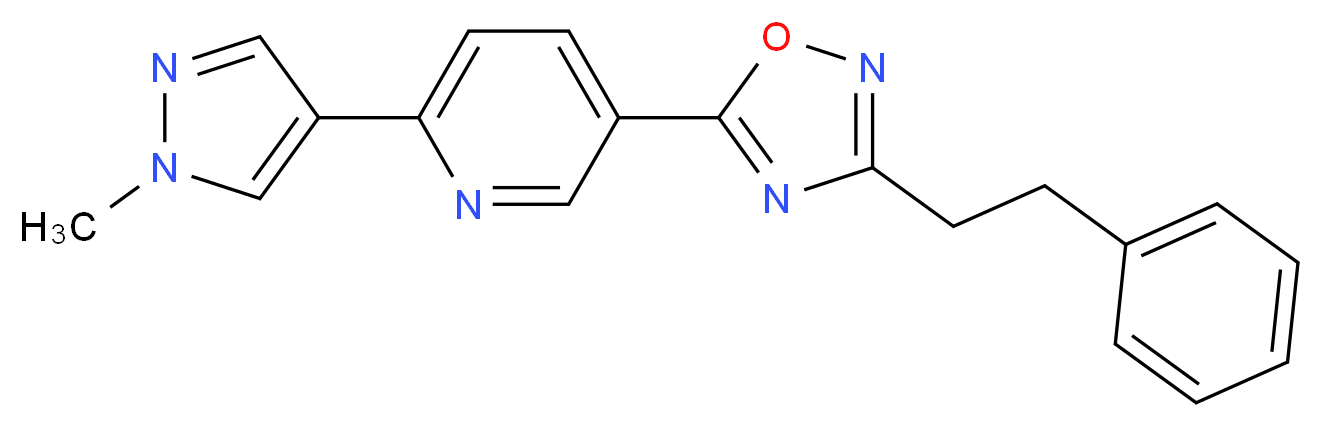 2-(1-methyl-1H-pyrazol-4-yl)-5-[3-(2-phenylethyl)-1,2,4-oxadiazol-5-yl]pyridine_Molecular_structure_CAS_)
