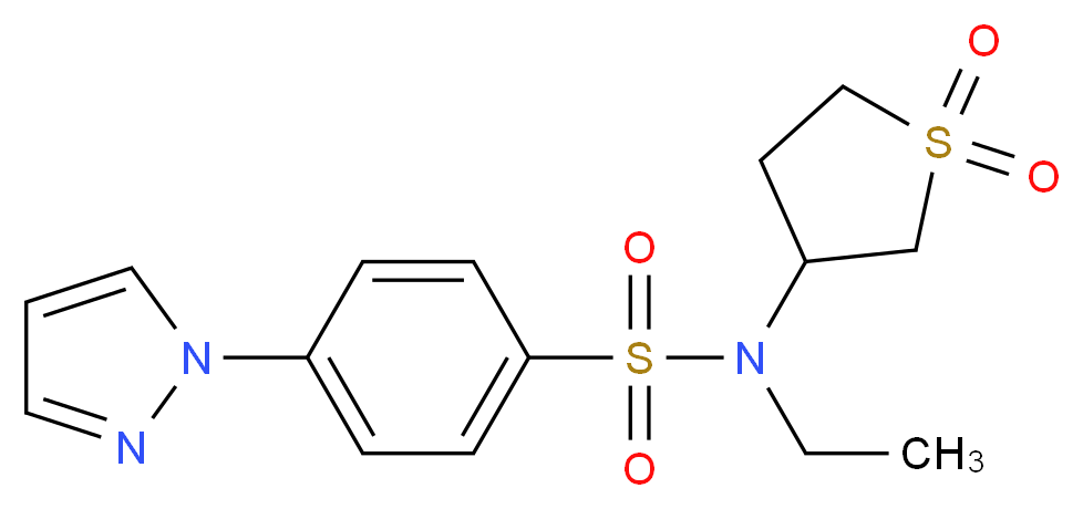 N-(1,1-dioxidotetrahydro-3-thienyl)-N-ethyl-4-(1H-pyrazol-1-yl)benzenesulfonamide_Molecular_structure_CAS_)