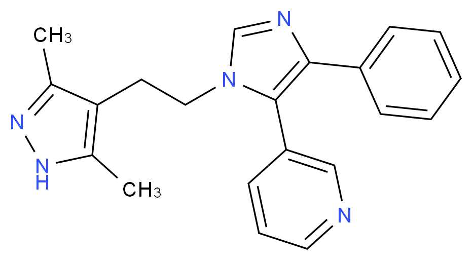 3-{1-[2-(3,5-dimethyl-1H-pyrazol-4-yl)ethyl]-4-phenyl-1H-imidazol-5-yl}pyridine_Molecular_structure_CAS_)