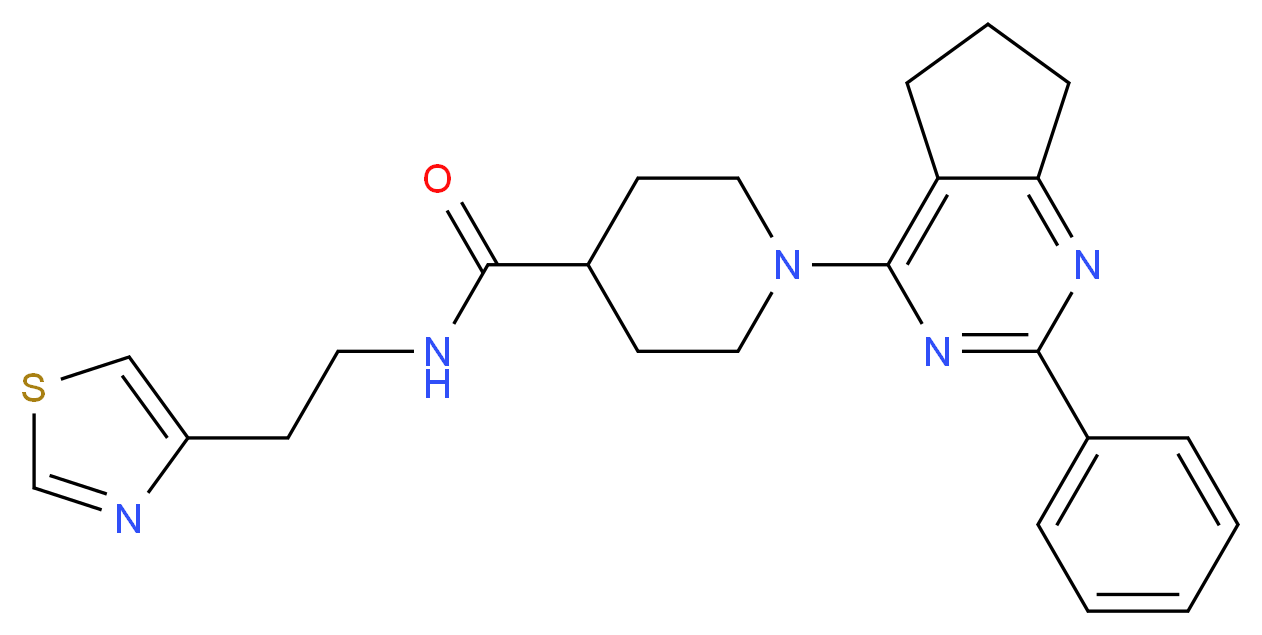 1-(2-phenyl-6,7-dihydro-5H-cyclopenta[d]pyrimidin-4-yl)-N-[2-(1,3-thiazol-4-yl)ethyl]-4-piperidinecarboxamide_Molecular_structure_CAS_)
