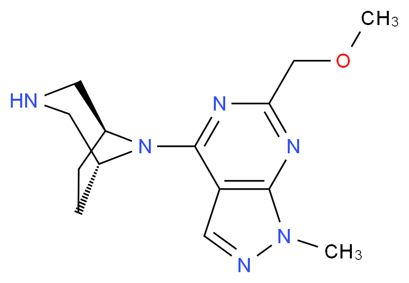 4-[(1R*,5S*)-3,8-diazabicyclo[3.2.1]oct-8-yl]-6-(methoxymethyl)-1-methyl-1H-pyrazolo[3,4-d]pyrimidine_Molecular_structure_CAS_)