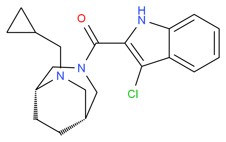 (1R*,5R*)-3-[(3-chloro-1H-indol-2-yl)carbonyl]-6-(cyclopropylmethyl)-3,6-diazabicyclo[3.2.2]nonane_Molecular_structure_CAS_)