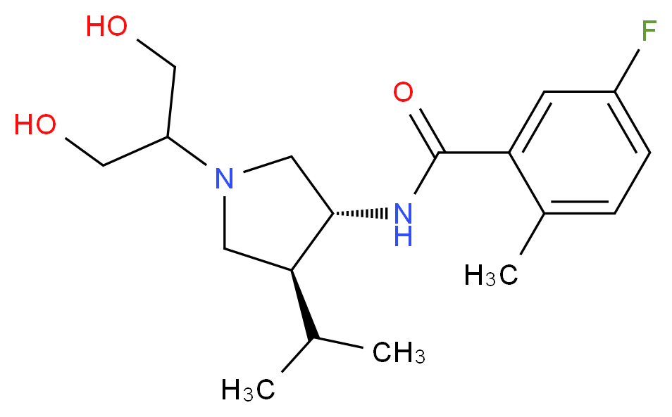 5-fluoro-N-{(3R*,4S*)-1-[2-hydroxy-1-(hydroxymethyl)ethyl]-4-isopropyl-3-pyrrolidinyl}-2-methylbenzamide_Molecular_structure_CAS_)