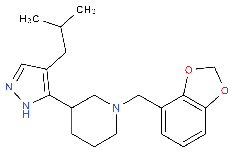 1-(1,3-benzodioxol-4-ylmethyl)-3-(4-isobutyl-1H-pyrazol-5-yl)piperidine_Molecular_structure_CAS_)