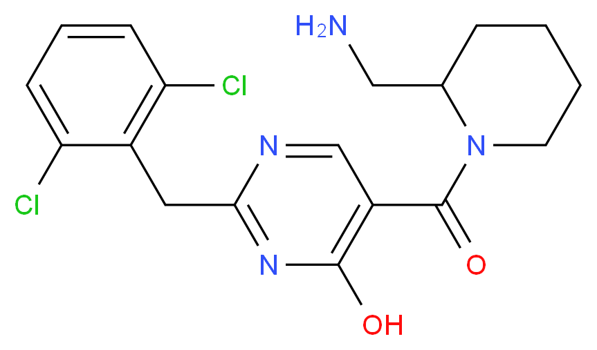 5-{[2-(aminomethyl)piperidin-1-yl]carbonyl}-2-(2,6-dichlorobenzyl)pyrimidin-4-ol_Molecular_structure_CAS_)