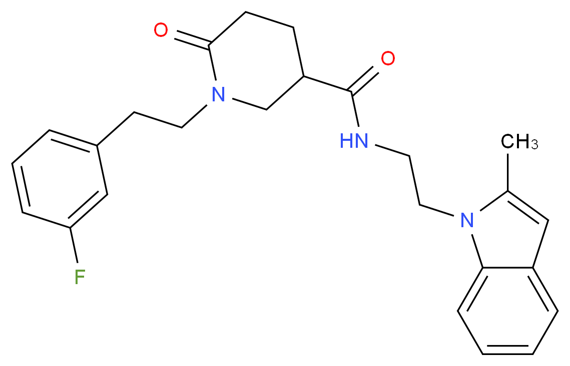 1-[2-(3-fluorophenyl)ethyl]-N-[2-(2-methyl-1H-indol-1-yl)ethyl]-6-oxo-3-piperidinecarboxamide_Molecular_structure_CAS_)