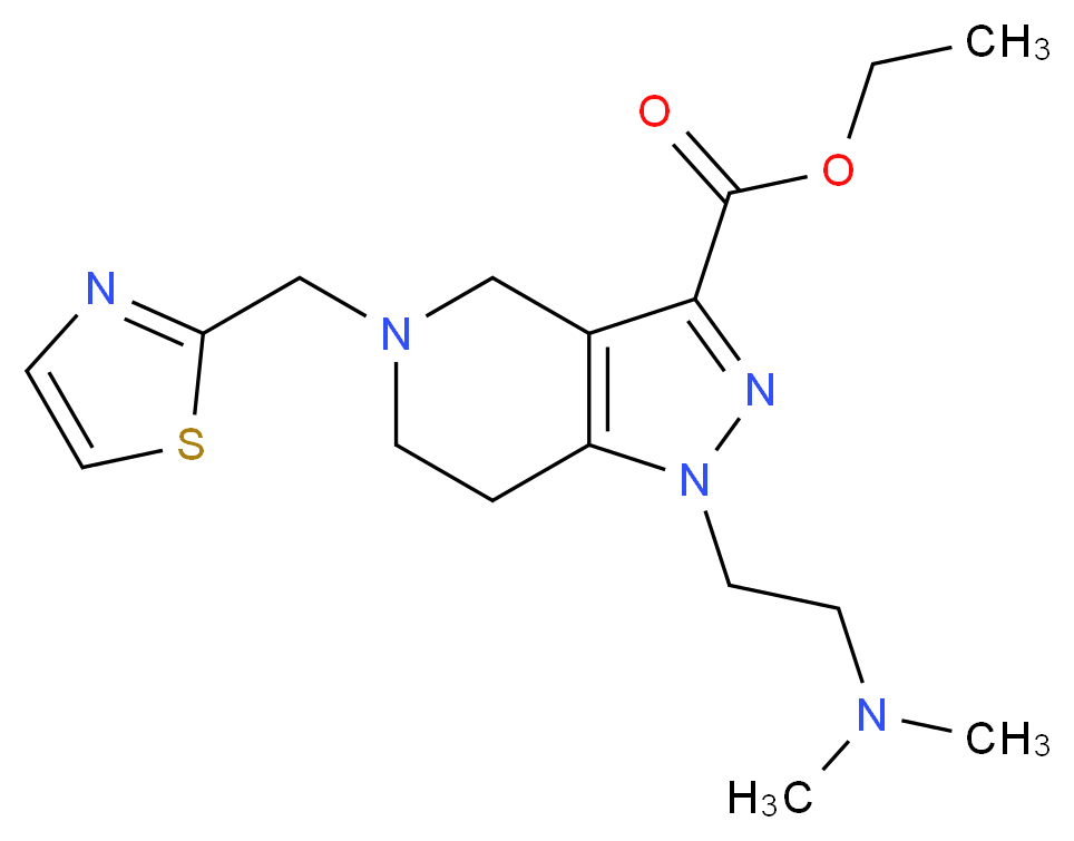 ethyl 1-[2-(dimethylamino)ethyl]-5-(1,3-thiazol-2-ylmethyl)-4,5,6,7-tetrahydro-1H-pyrazolo[4,3-c]pyridine-3-carboxylate_Molecular_structure_CAS_)