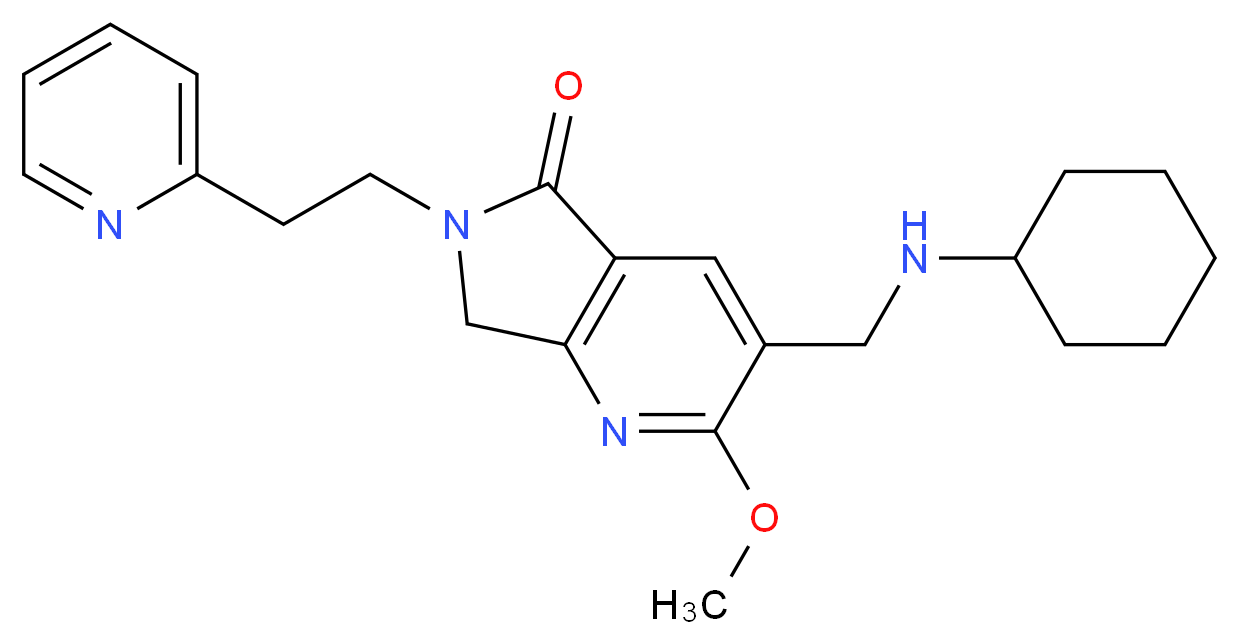 3-[(cyclohexylamino)methyl]-2-methoxy-6-(2-pyridin-2-ylethyl)-6,7-dihydro-5H-pyrrolo[3,4-b]pyridin-5-one_Molecular_structure_CAS_)