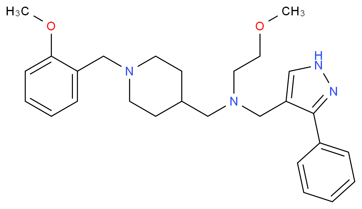 2-methoxy-N-{[1-(2-methoxybenzyl)-4-piperidinyl]methyl}-N-[(3-phenyl-1H-pyrazol-4-yl)methyl]ethanamine_Molecular_structure_CAS_)