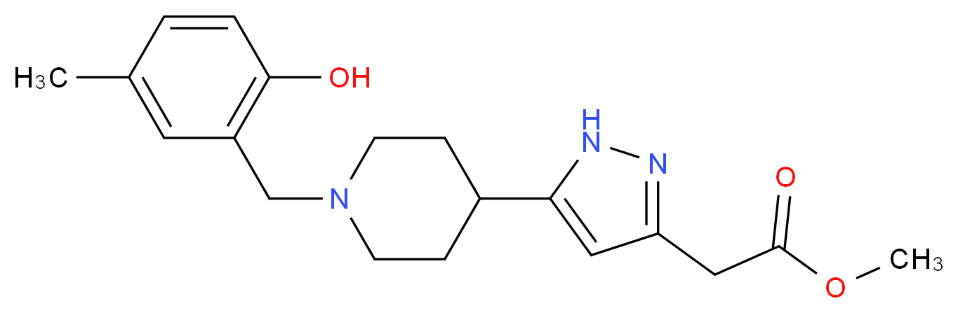 methyl {5-[1-(2-hydroxy-5-methylbenzyl)piperidin-4-yl]-1H-pyrazol-3-yl}acetate_Molecular_structure_CAS_)