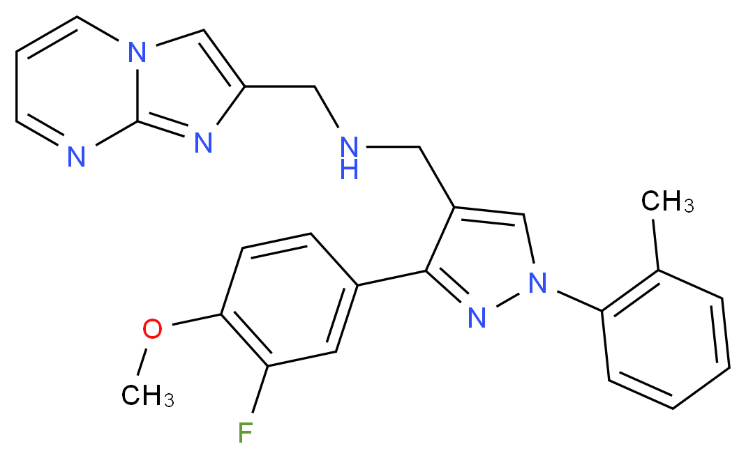 1-[3-(3-fluoro-4-methoxyphenyl)-1-(2-methylphenyl)-1H-pyrazol-4-yl]-N-(imidazo[1,2-a]pyrimidin-2-ylmethyl)methanamine_Molecular_structure_CAS_)