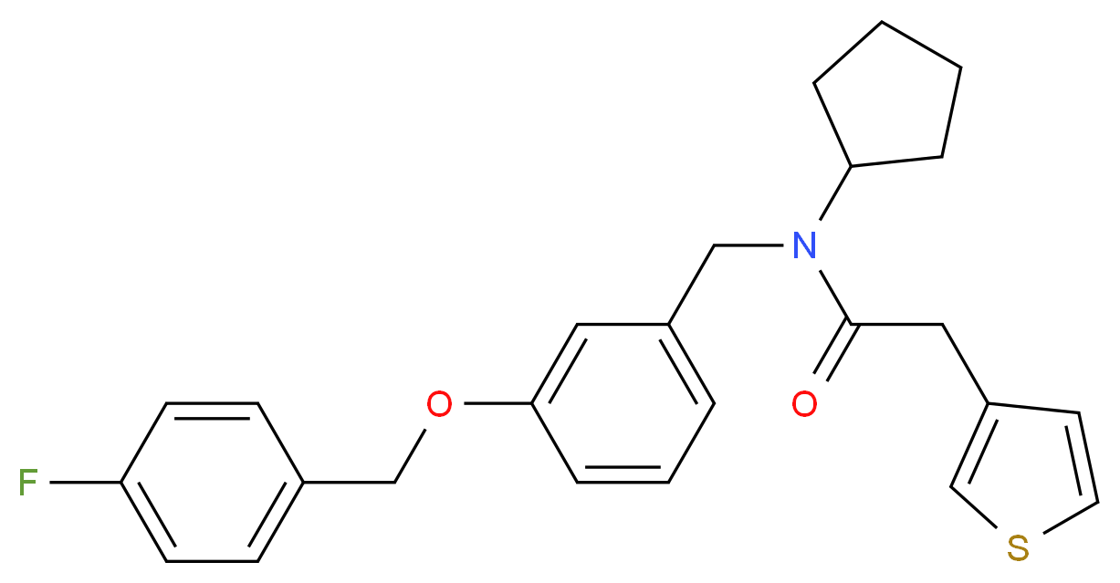 N-cyclopentyl-N-{3-[(4-fluorobenzyl)oxy]benzyl}-2-(3-thienyl)acetamide_Molecular_structure_CAS_)