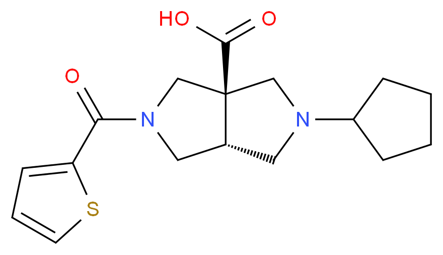 (3aR*,6aR*)-2-cyclopentyl-5-(2-thienylcarbonyl)hexahydropyrrolo[3,4-c]pyrrole-3a(1H)-carboxylic acid_Molecular_structure_CAS_)