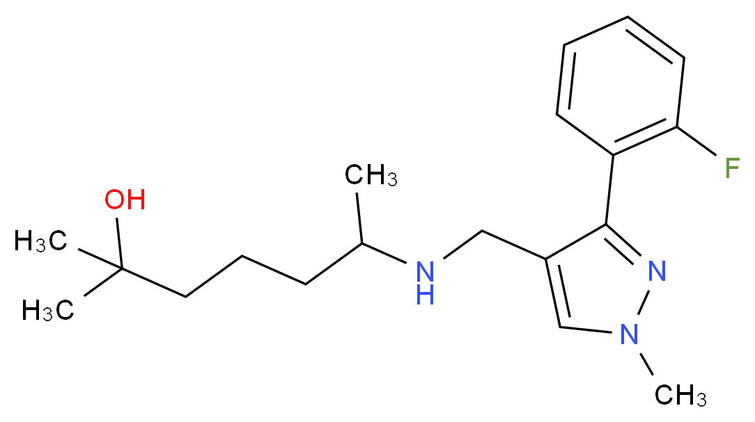 6-({[3-(2-fluorophenyl)-1-methyl-1H-pyrazol-4-yl]methyl}amino)-2-methyl-2-heptanol_Molecular_structure_CAS_)