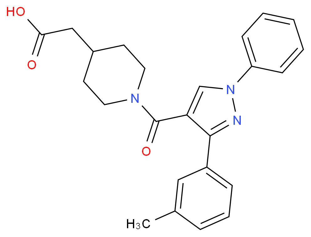 (1-{[3-(3-Methylphenyl)-1-phenyl-1H-pyrazol-4-yl]-carbonyl}piperidin-4-yl)acetic acid_Molecular_structure_CAS_)