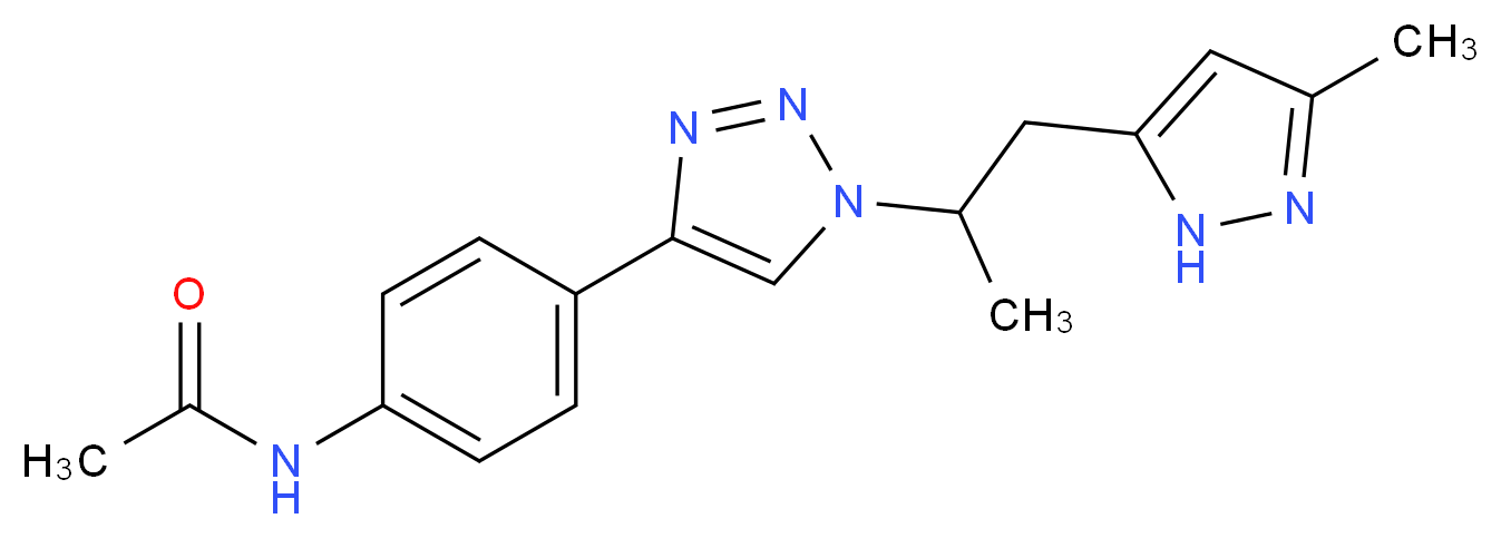 N-(4-{1-[1-methyl-2-(3-methyl-1H-pyrazol-5-yl)ethyl]-1H-1,2,3-triazol-4-yl}phenyl)acetamide_Molecular_structure_CAS_)