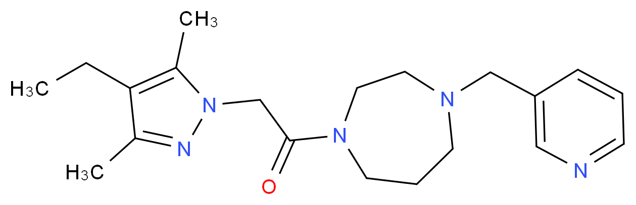 1-[(4-ethyl-3,5-dimethyl-1H-pyrazol-1-yl)acetyl]-4-(pyridin-3-ylmethyl)-1,4-diazepane_Molecular_structure_CAS_)