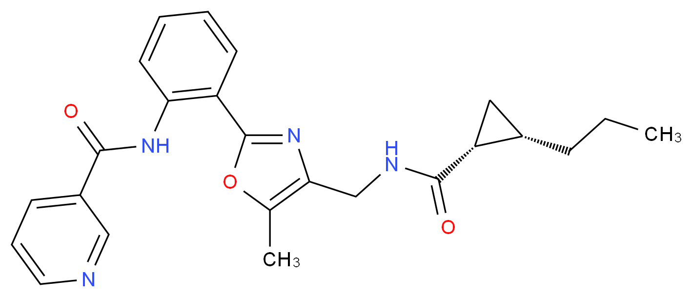 N-(2-{5-methyl-4-[({[(1R*,2S*)-2-propylcyclopropyl]carbonyl}amino)methyl]-1,3-oxazol-2-yl}phenyl)nicotinamide_Molecular_structure_CAS_)