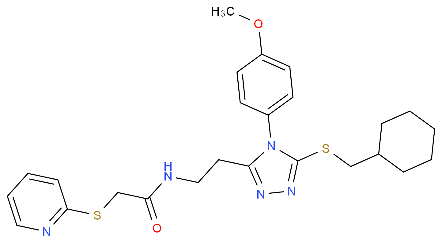 N-{2-[5-[(cyclohexylmethyl)thio]-4-(4-methoxyphenyl)-4H-1,2,4-triazol-3-yl]ethyl}-2-(2-pyridinylthio)acetamide_Molecular_structure_CAS_)