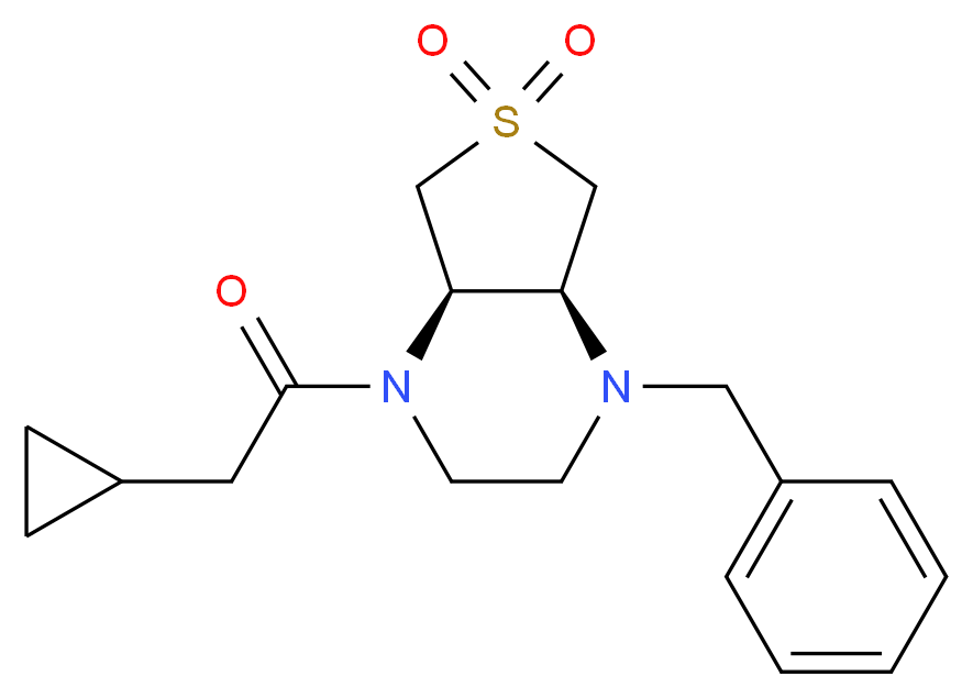 (4aR*,7aS*)-1-benzyl-4-(cyclopropylacetyl)octahydrothieno[3,4-b]pyrazine 6,6-dioxide_Molecular_structure_CAS_)