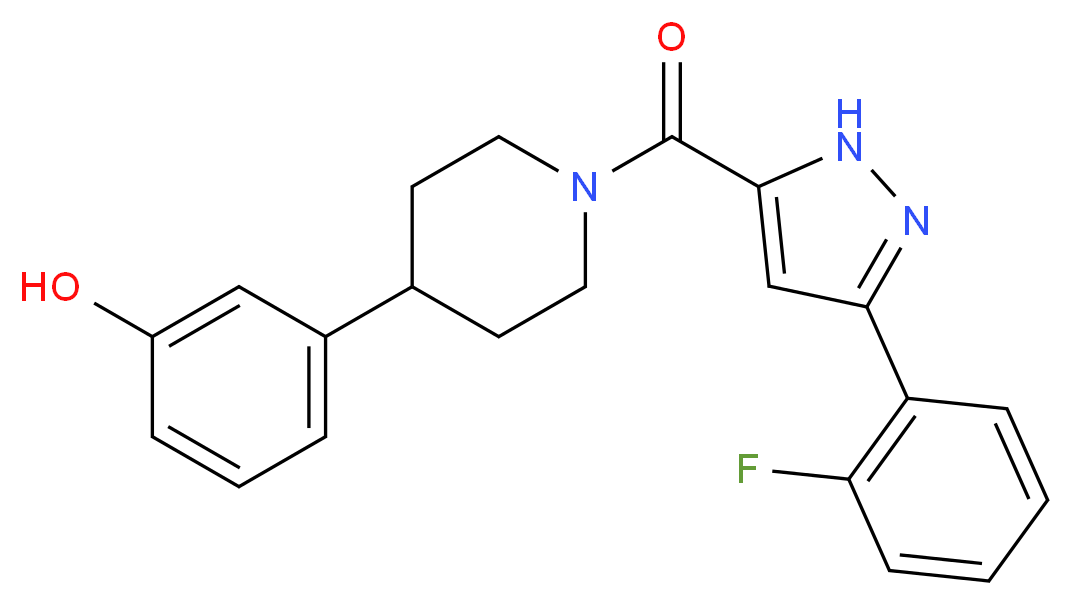 3-(1-{[3-(2-fluorophenyl)-1H-pyrazol-5-yl]carbonyl}piperidin-4-yl)phenol_Molecular_structure_CAS_)