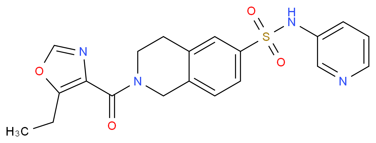 2-[(5-ethyl-1,3-oxazol-4-yl)carbonyl]-N-pyridin-3-yl-1,2,3,4-tetrahydroisoquinoline-6-sulfonamide_Molecular_structure_CAS_)