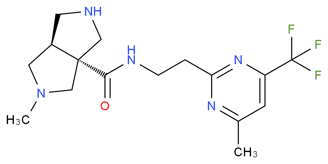 (3aR*,6aR*)-2-methyl-N-{2-[4-methyl-6-(trifluoromethyl)pyrimidin-2-yl]ethyl}hexahydropyrrolo[3,4-c]pyrrole-3a(1H)-carboxamide_Molecular_structure_CAS_)
