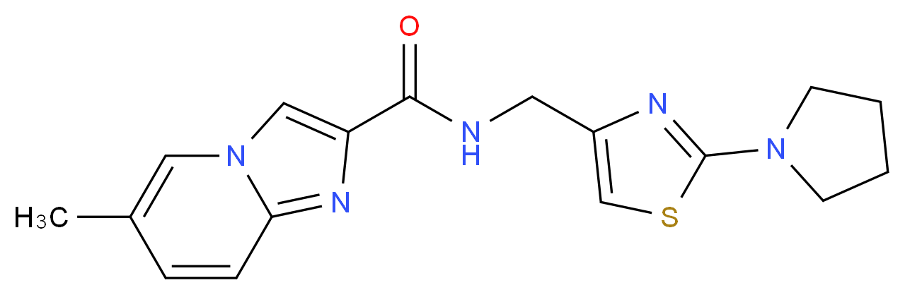 6-methyl-N-[(2-pyrrolidin-1-yl-1,3-thiazol-4-yl)methyl]imidazo[1,2-a]pyridine-2-carboxamide_Molecular_structure_CAS_)