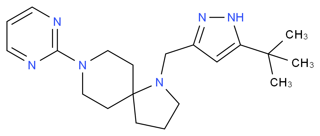 1-[(5-tert-butyl-1H-pyrazol-3-yl)methyl]-8-(2-pyrimidinyl)-1,8-diazaspiro[4.5]decane_Molecular_structure_CAS_)