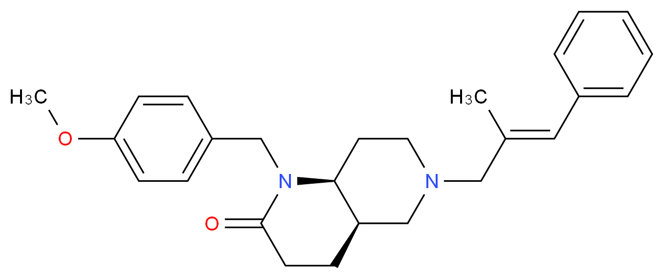 (4aR*,8aS*)-1-(4-methoxybenzyl)-6-[(2E)-2-methyl-3-phenyl-2-propen-1-yl]octahydro-1,6-naphthyridin-2(1H)-one_Molecular_structure_CAS_)