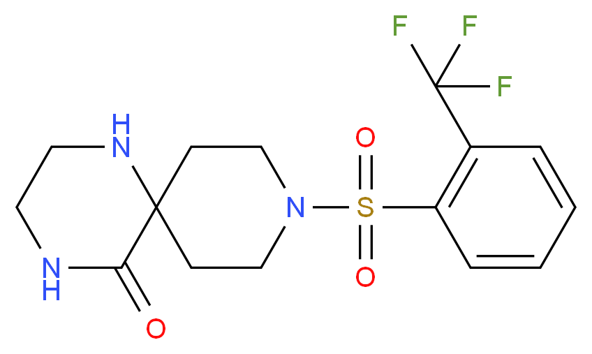 9-{[2-(trifluoromethyl)phenyl]sulfonyl}-1,4,9-triazaspiro[5.5]undecan-5-one_Molecular_structure_CAS_)